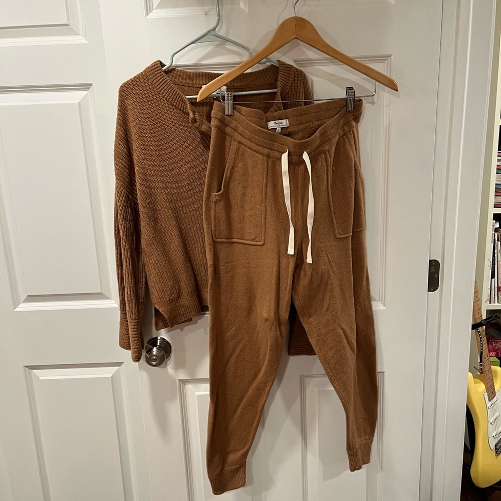 Madewell Tan Knit Joggers cashmere/ wool